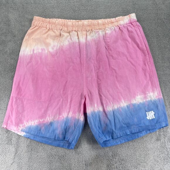 Undefeated Shorts Mens XL Pink Tie Dye Summer Elastic Waist Summer Wear - Picture 1 of 11